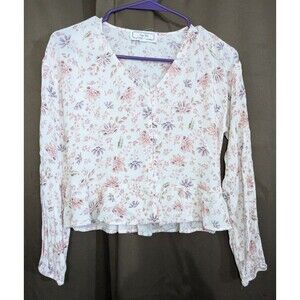 Hippie Rose Floral Button Down Top Women's Size XS Feminine Cottagecore Fairy
